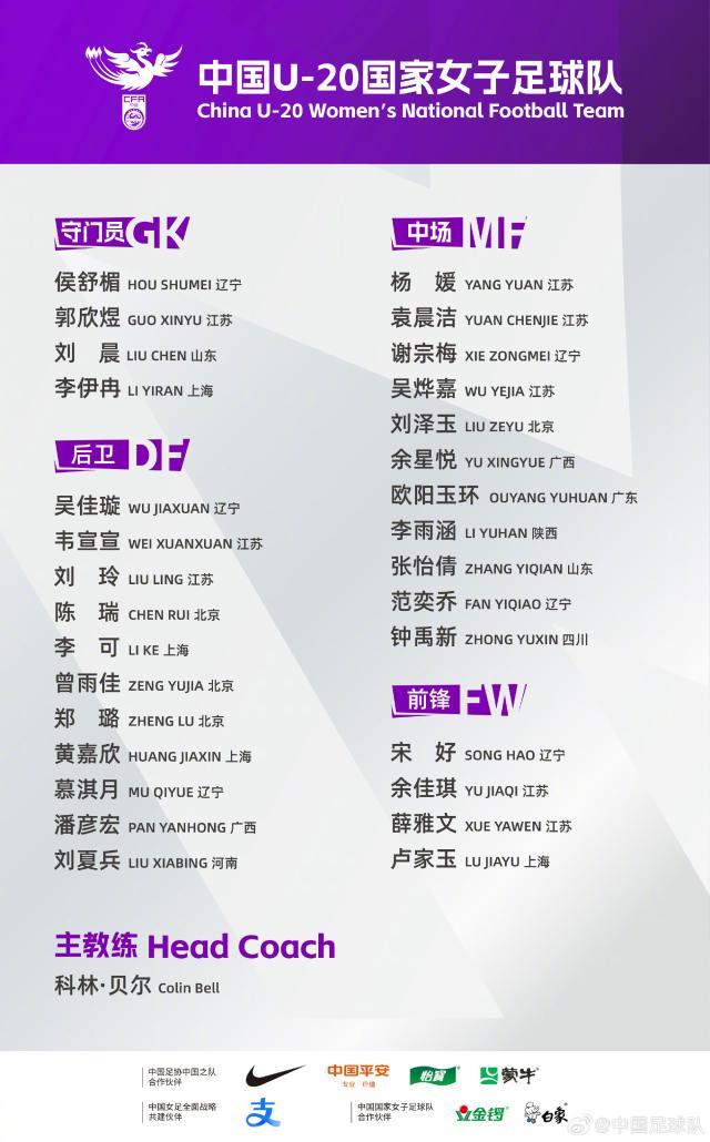 U20女足新一期集训名单公布 余星悦、侯舒楣入选